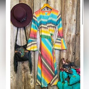 Tasha Polizzi Multicolor Striped Wrap Dress